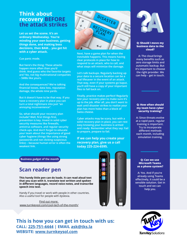 disaster recovery plan checklist